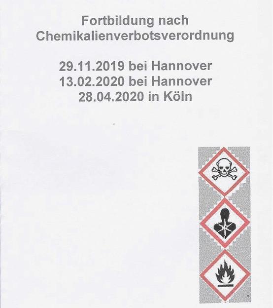 Fortbildung sachkunde chemikalienverbotsverordnung