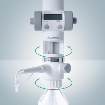 The solarus burette can be freely turned on the lab bottle