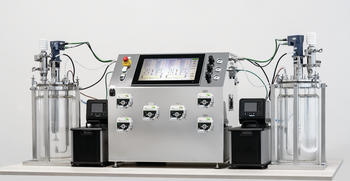 BTP-steril-control - autoklavierbare Bioreaktoranlage mit Pumpenmodulen (feed; discharge, pH-control) und Begasungstechnik